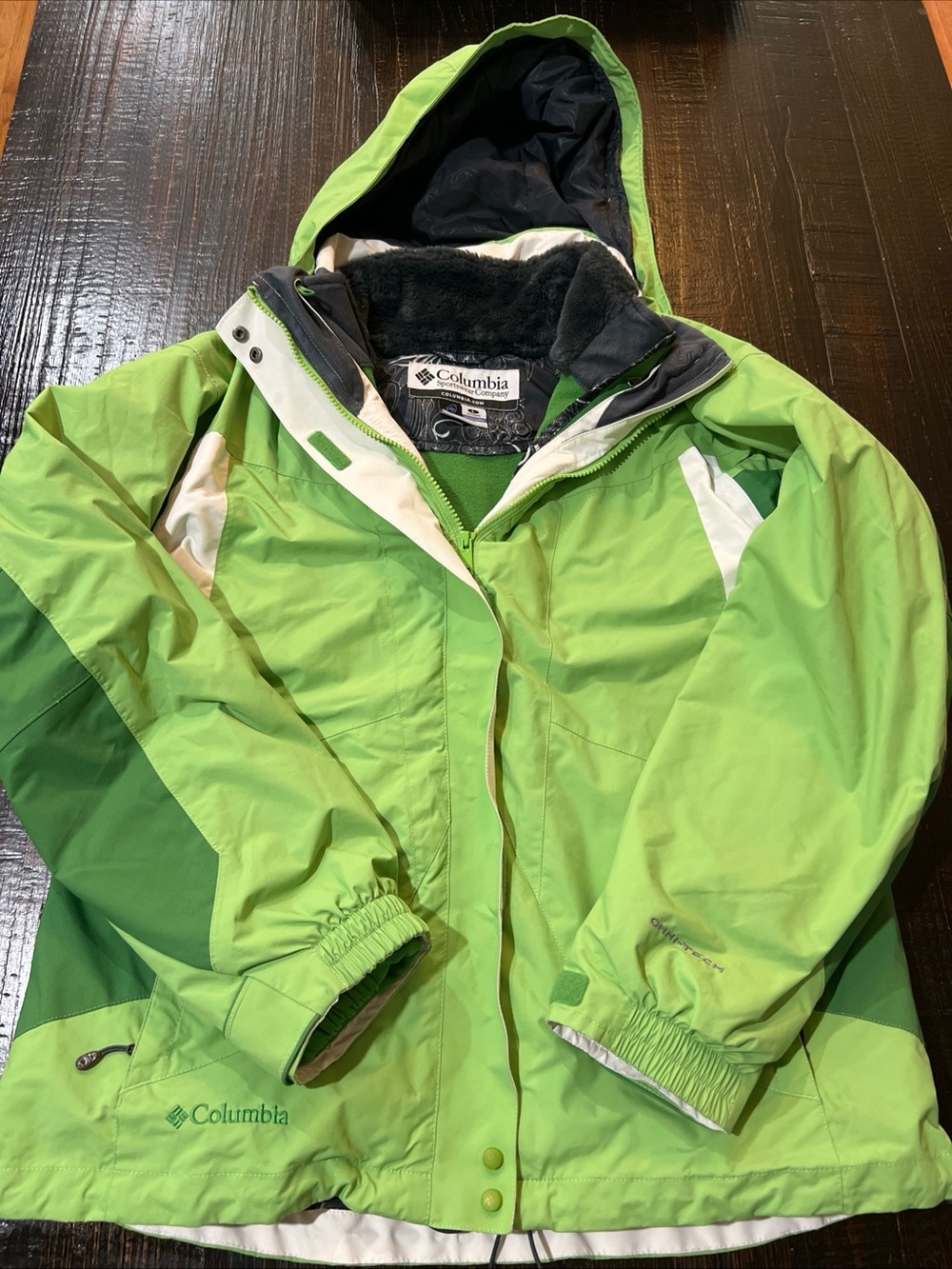 Columbia Interchange 3-in-1 Jacket Womens L Green Ski Winter Coat Fleece Liner